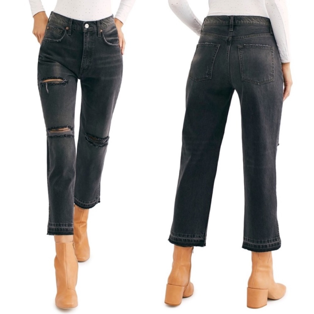 New Free People Lita High Rise Crop Straight Jeans